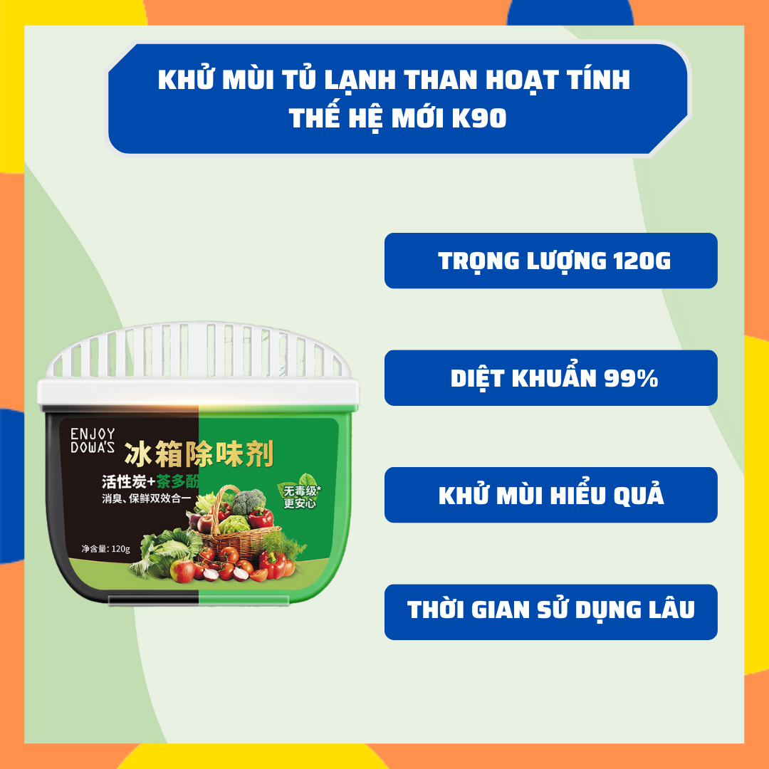 Khử mùi tủ lạnh than hoạt tính thiên nhiên Hương Trà Xanh giúp khử mùi hôi diệt khuẩn hiểu quả an toàn sức khỏe K90