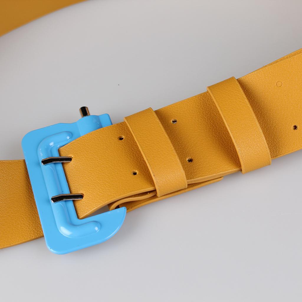 Womens Girls PU Leather Skinny Buckle Thin Elastic Stretch Waist Belt Waistband
