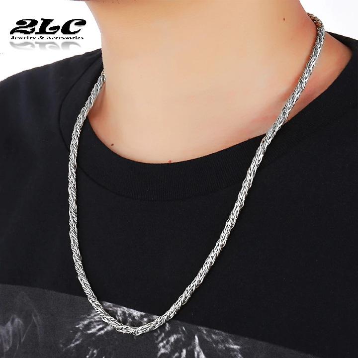 DÂY CHUYỀN INOX NAM KIỂU XOẮN MÀU TRẮNG THÉP KHÔNG GỈ