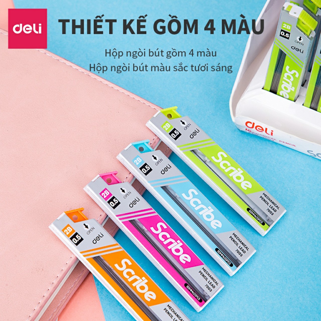 Ruột bút chì kim bấm ngòi 0.5mm Deli E7003 - 01 tuýp