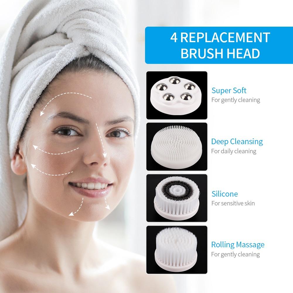 4 Trong 1 Làm Sạch Da Mặt Bàn Chải Làm Sạch Sâu Mặt Máy Lăn Massage Mặt Bàn Chải Chống Mụn Đầu Đen Bụi Bẩn Loại Bỏ
