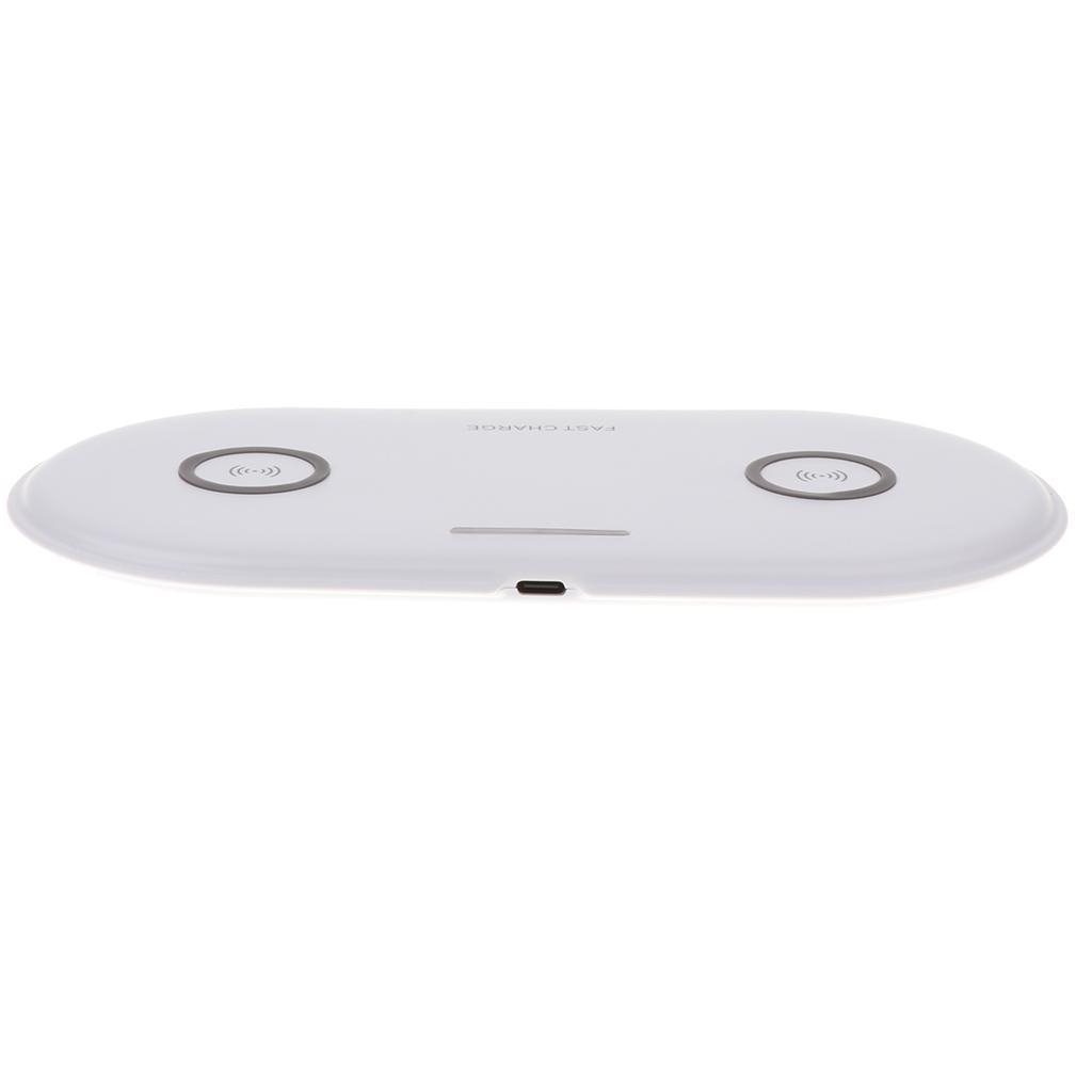 2x 5W QI Dual Wireless Charger Pad Fast Charging Dock for Phone White+Black