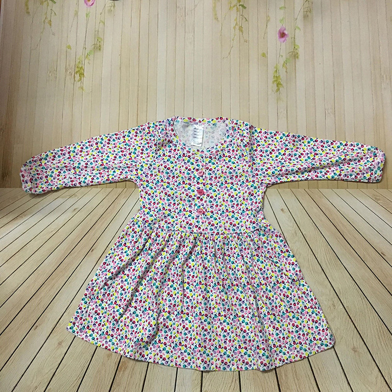 Váy đầm dài tay cho bé gái size 1-7 chất cotton (Giao màu ngẫu nhiên) 