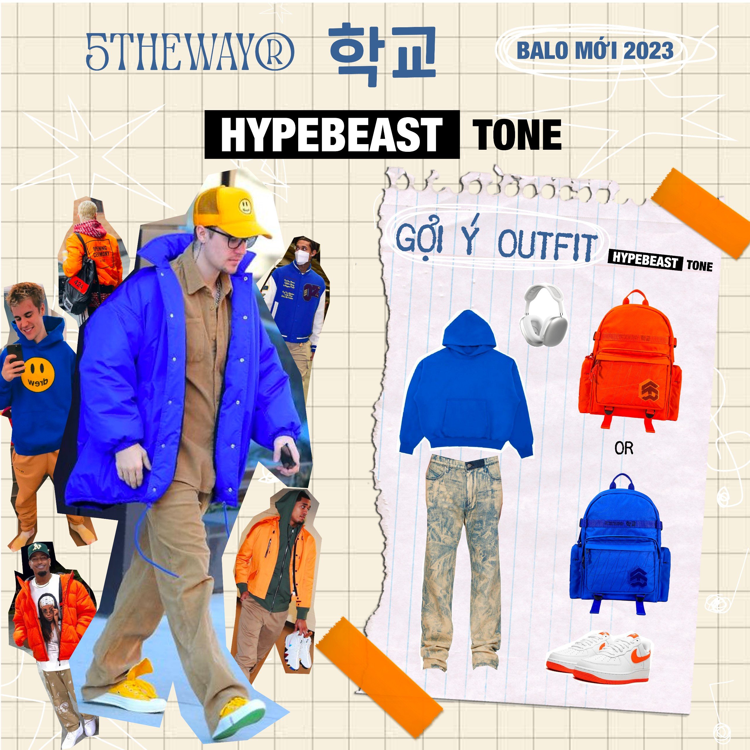 Balo 5THEWAY 학교 HYPEBEAST TONE ROCKET BACKPACK