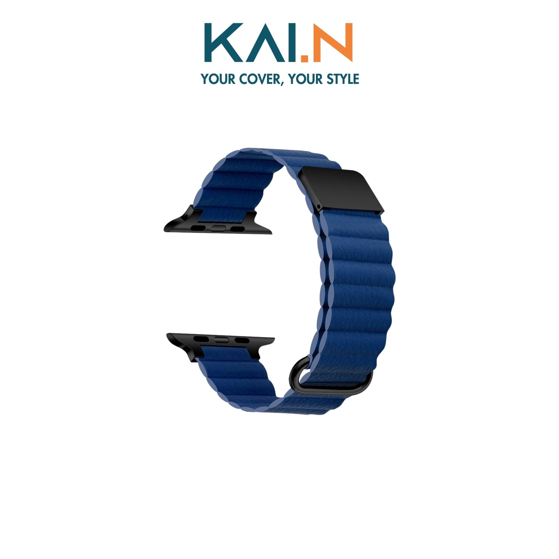 Dây Đeo Dành Cho Apple Watch Ultra / Apple Watch Series 1-8/SE/SE 2022, Kai.N Leather Loop Black Magnetic - Hàng Chính Hãng