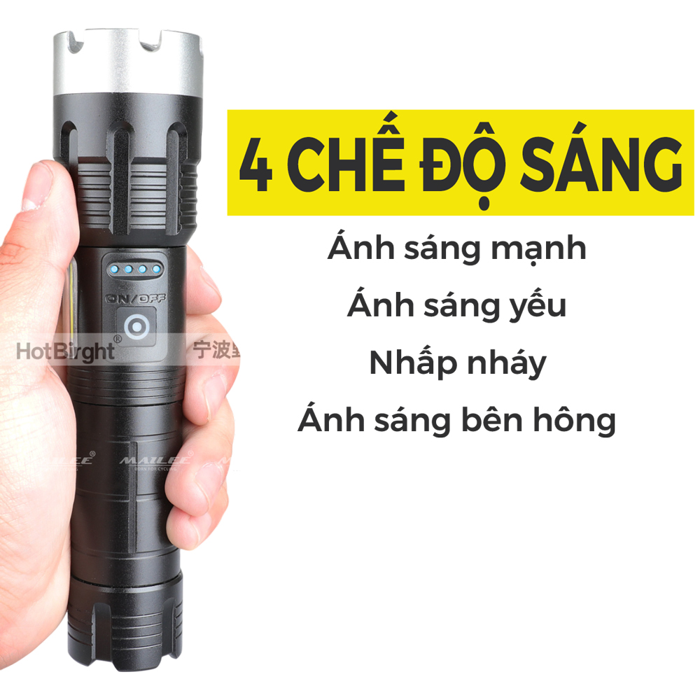 Đèn pin siêu sáng P70 độ sáng 1500lumen chống nước vỏ nhôm tản nhiệt có thể sạc tuổi thọ pin dài dung lượng lớn 5000mah