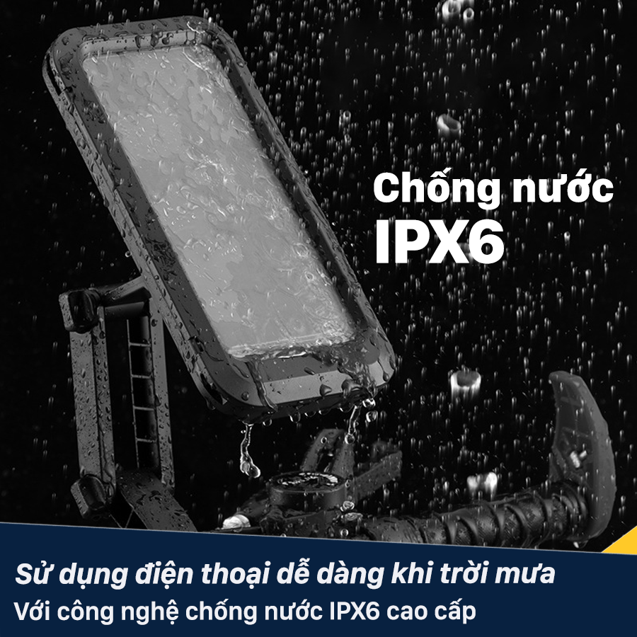 Kẹp Giá Đỡ Điện Thoại Đi Xe Máy Xe Đạp Chống Nước Xoay 360 Độ - Giá Đỡ Điện Thoại Xe Đạp Xe Máy Chống Va Đập Dùng Đi Mưa