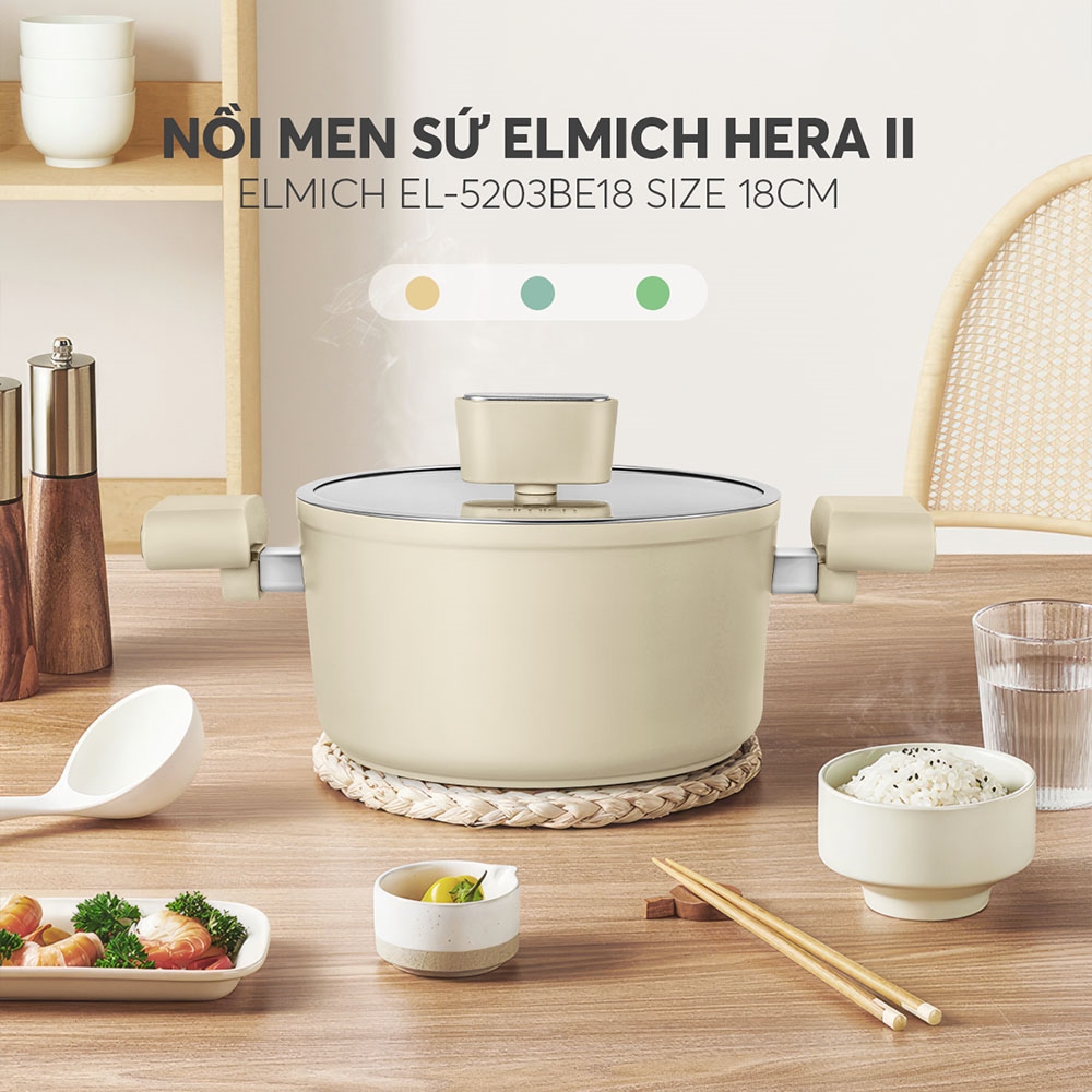 Nồi men sứ Elmich Hera II EL-5203BE - Hàng Chính Hãng