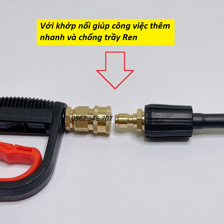 Bộ khớp nối nhanh đầu ra dùng cho máy rửa xe công nghiệp đầu ren 22mm cốt 3/8inch - chất liệu Đồng Thau