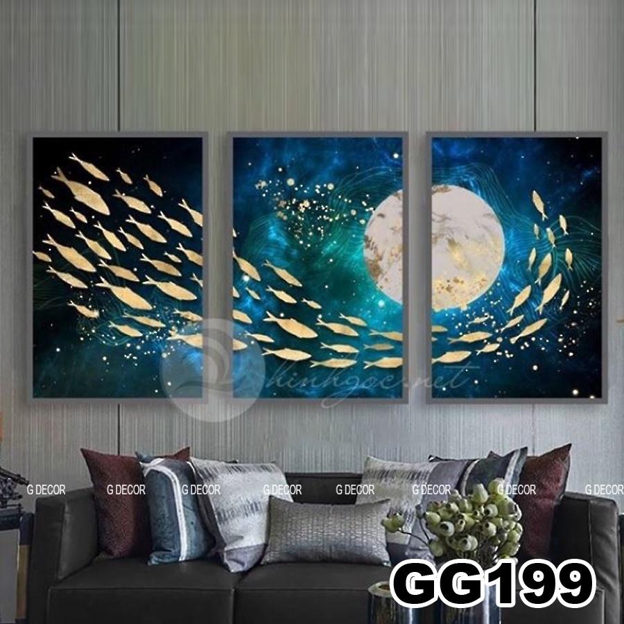 Tranh treo tường canvas 3 bức phong cách hiện đại Bắc Âu 200, tranh biển trang trí phòng khách, phòng ngủ, spa, decor