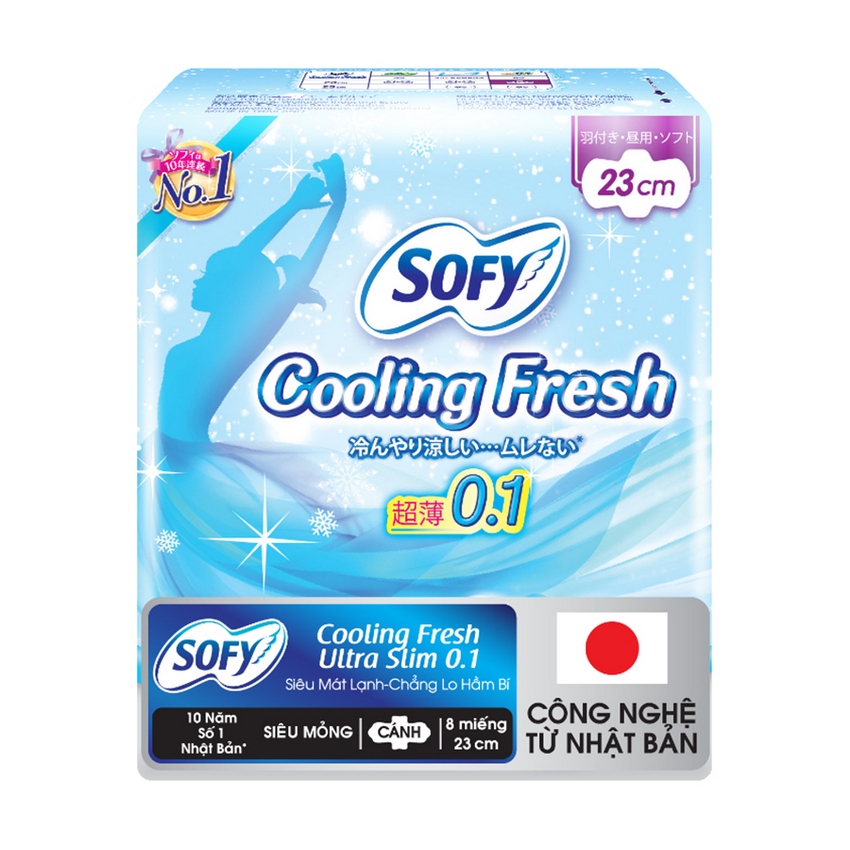 Băng vệ sinh Sofy Cooling Fresh Ultra Slim 0.1 23cm (Gói 8 Miếng)