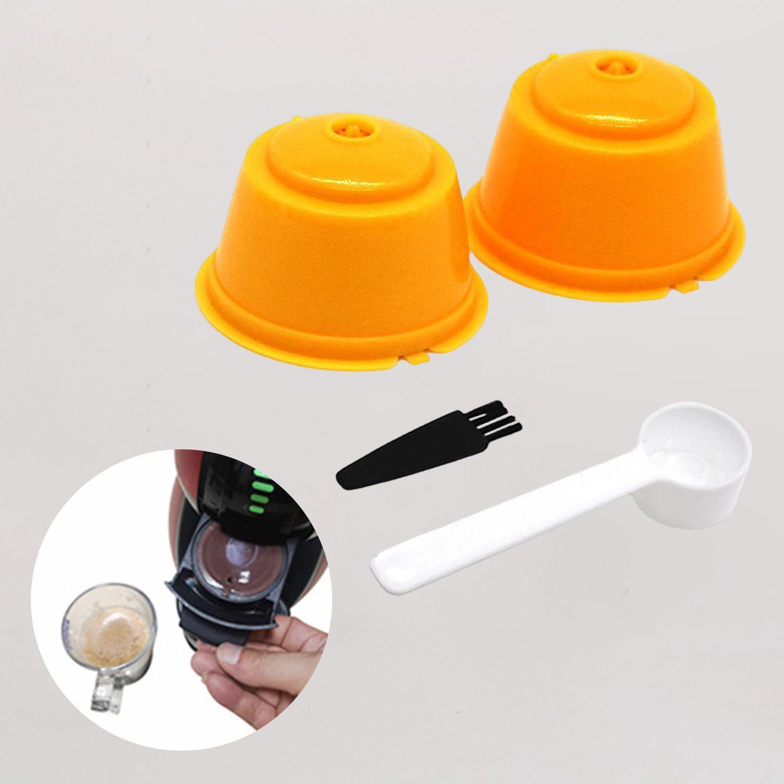 2 Pieces Coffee Filters Spoon Brush Filter Baskets Pod Portable Replacement for Cafe