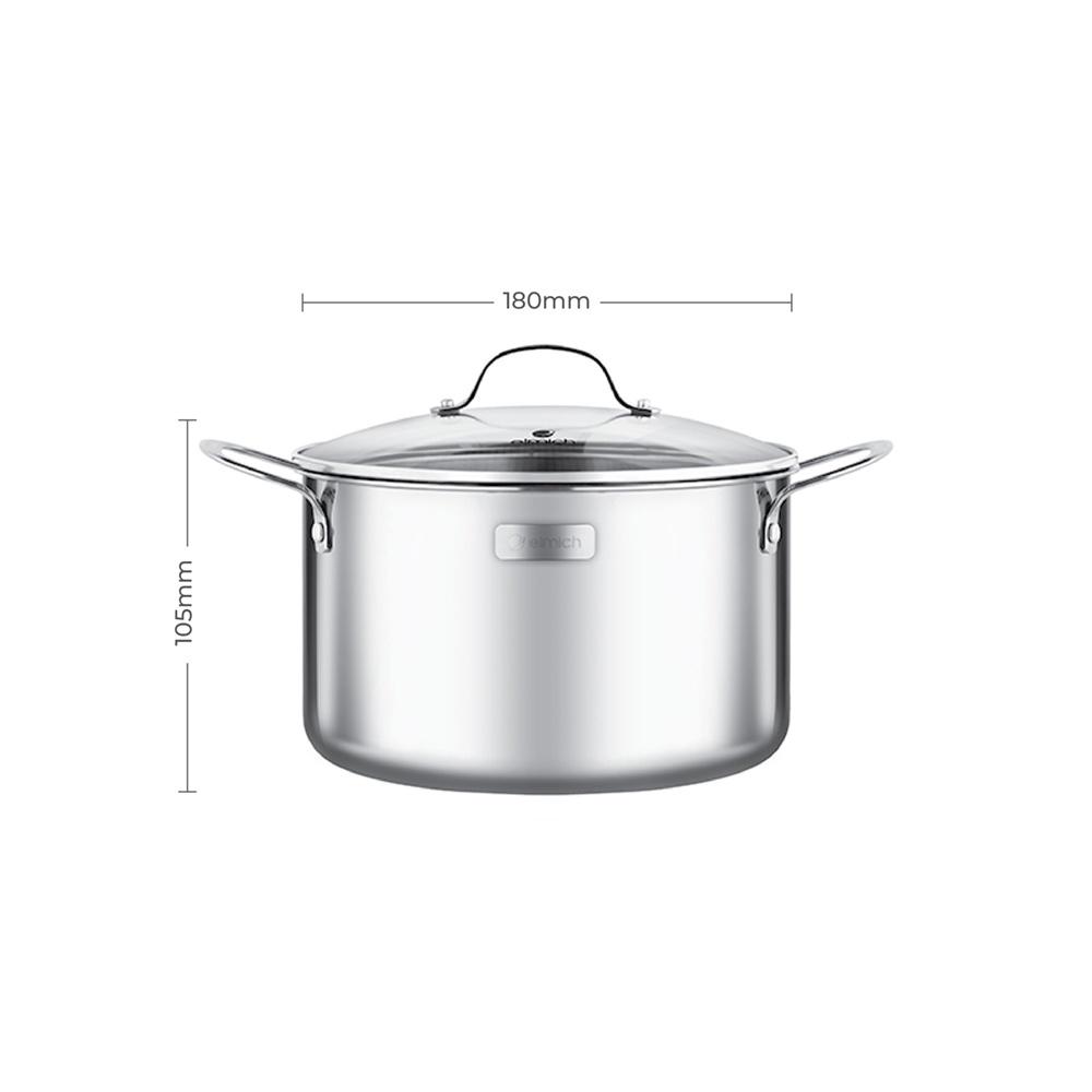 Nồi inox cao cấp 3 lớp đáy liền Trimax EL-3732 size 18cm