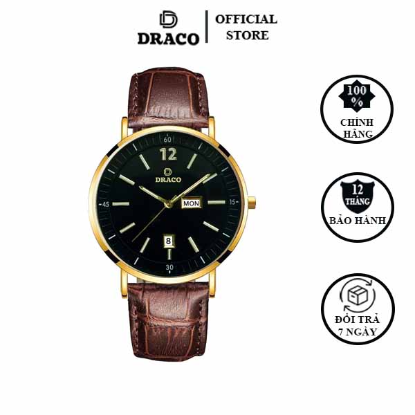 Đồng Hồ Nam DRACO D21-ST01 “The First boy” Đen Da Nâu