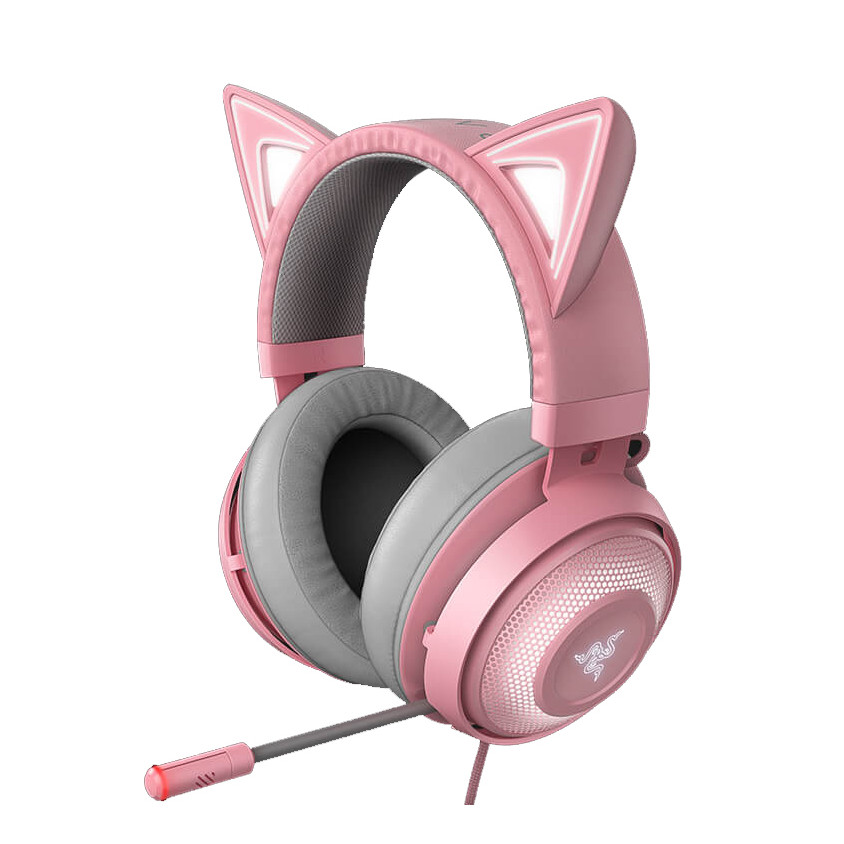 Tai nghe Razer Kraken Kitty - Quarzt - Tai Mèo Màu Hồng-  Hàng Chính Hãng