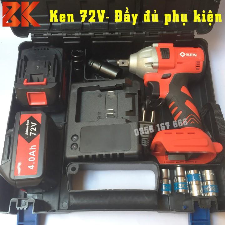 Máy Siết Bulong KEN 72V - TẶNG 5 Đầu khẩu, 1 Đầu Chuyển Vít, 1 Đầu chuyển khoan - Máy bắt vít, máy siết bu lông 72V