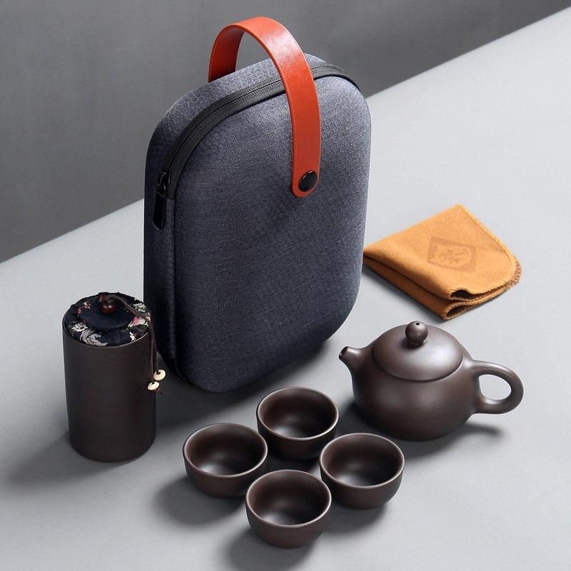 Bộ Bình Trà Có Túi Đựng Đi Du Lịch Thiết Kế Cao Cấp Tiện Dụng, Lạ Mắt Và Độc Đáo + Tặng Kèm Khăn Lau Cao Cấp