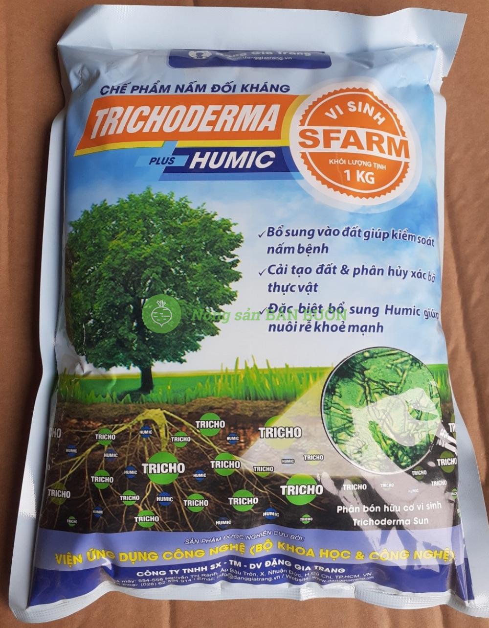 Chế phẩm Nấm đối kháng Trichoderma Plus Humic 1kg - Vi Sinh SFarm Đặng Gia Trang