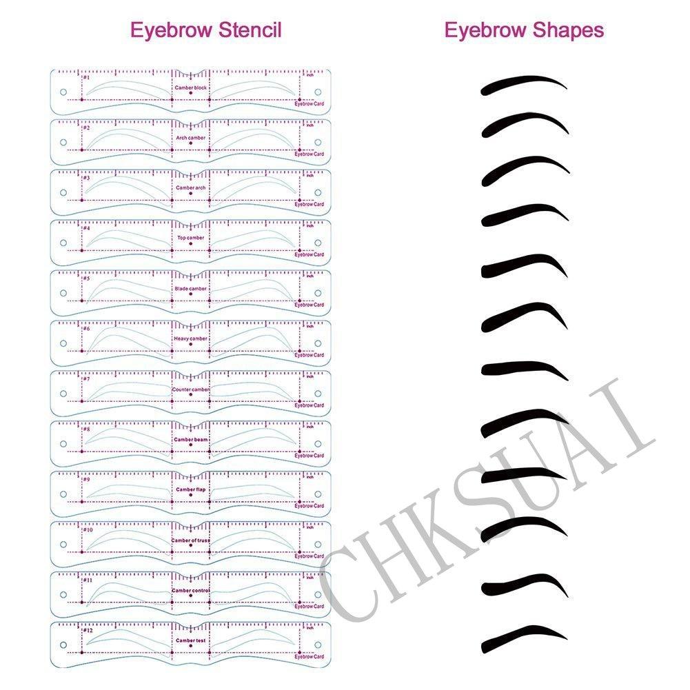 Thẻ Khuôn Hỗ Trợ Kẻ Lông Mày 12 Kiểu Tiện Dụng