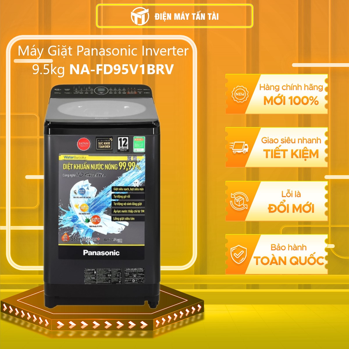 Máy giặt Panasonic Inverter 9.5 Kg NA-FD95V1BRV - Hàng Chính Hãng - chỉ giao hàng TP.HCM
