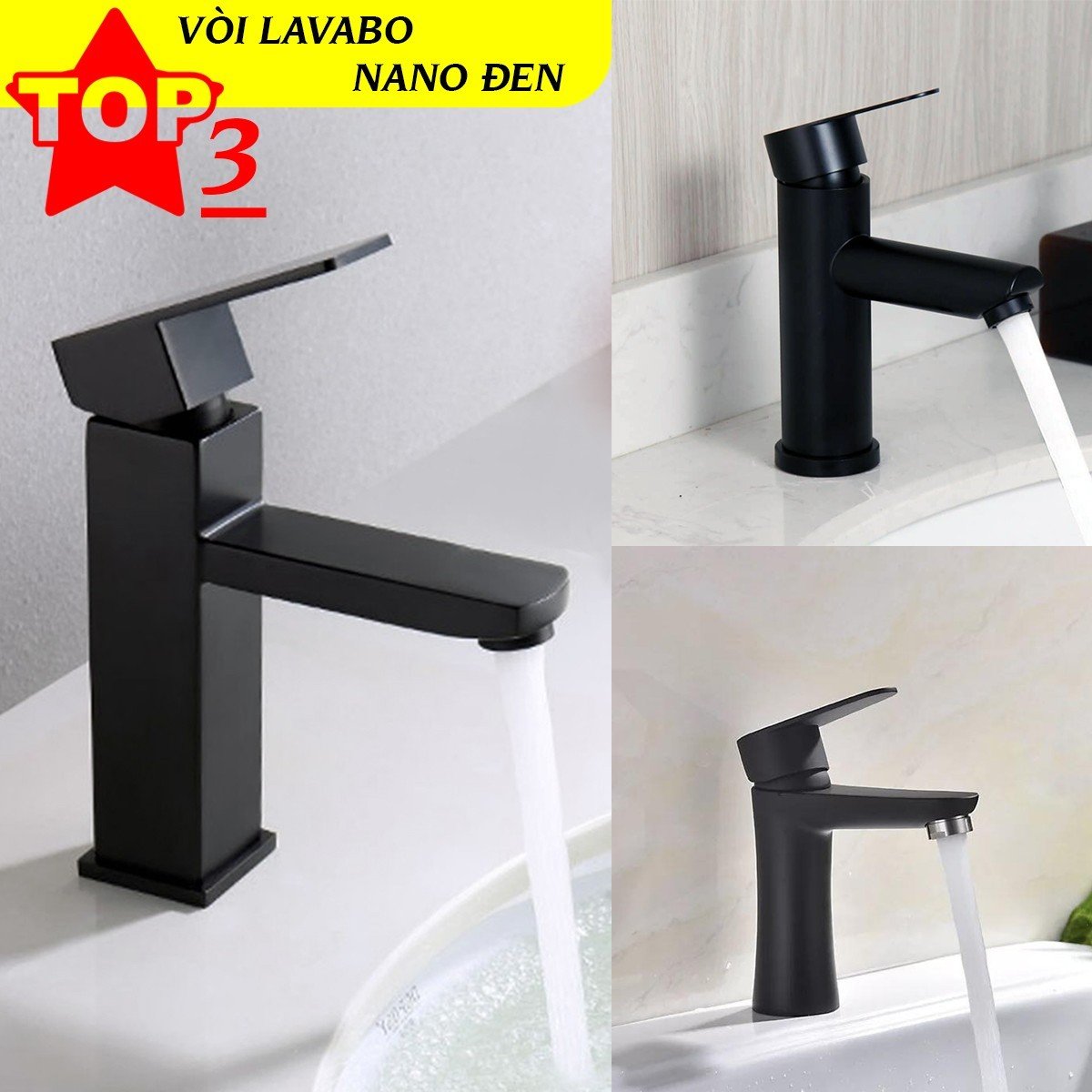 TOP Mẫu 3 Vòi Lavabo NANO Đen Bán Chạy Nhất Năm