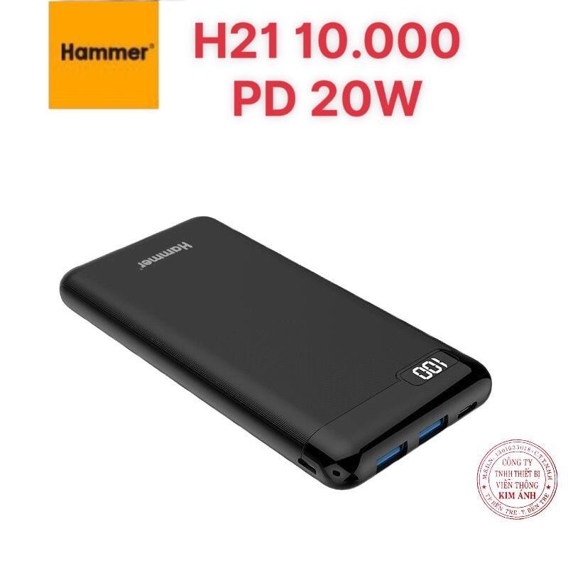 Sạc dự phòng H21 10.000 mAh, Sạc nhanh QC 3.0, PD 20w, màn hình LCD hiển thị pin, hàng chính hãng