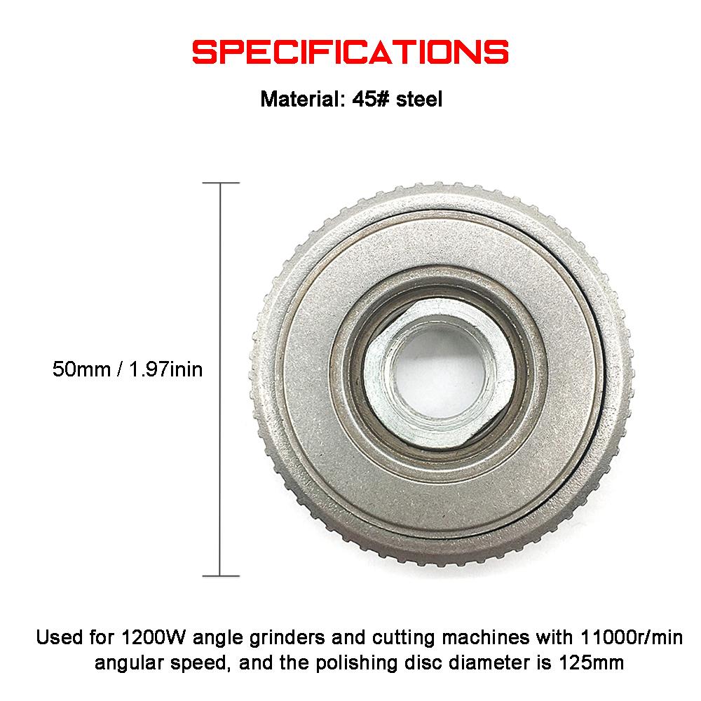 Locking Plate Chuck Quick Clamping Device for M14 1200W 125mm Polishing Disc Angle Grinder with 11000r/min Angular Speed