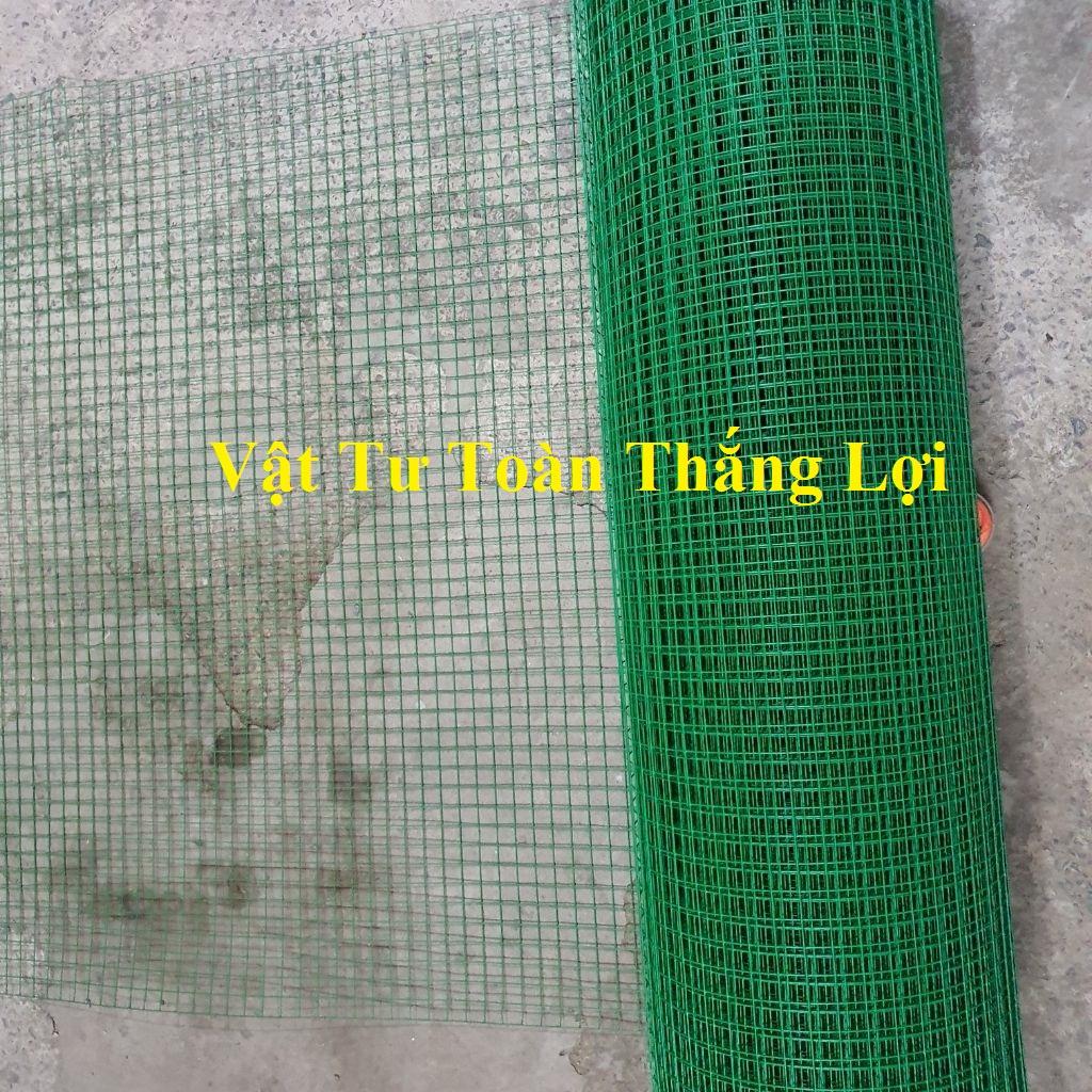 (Khổ cao 1m x mắt lưới rộng 1,2cm, 2cm ) Lưới sắt bọc nhựa màu xanh vây gà vịt thú nuuôi