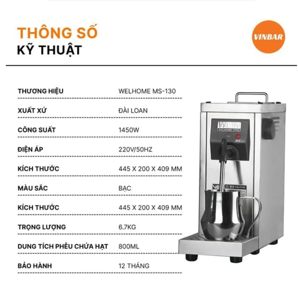 MÁY ĐÁNH SỮA TẠO BỌT WELL HOME MS -130
