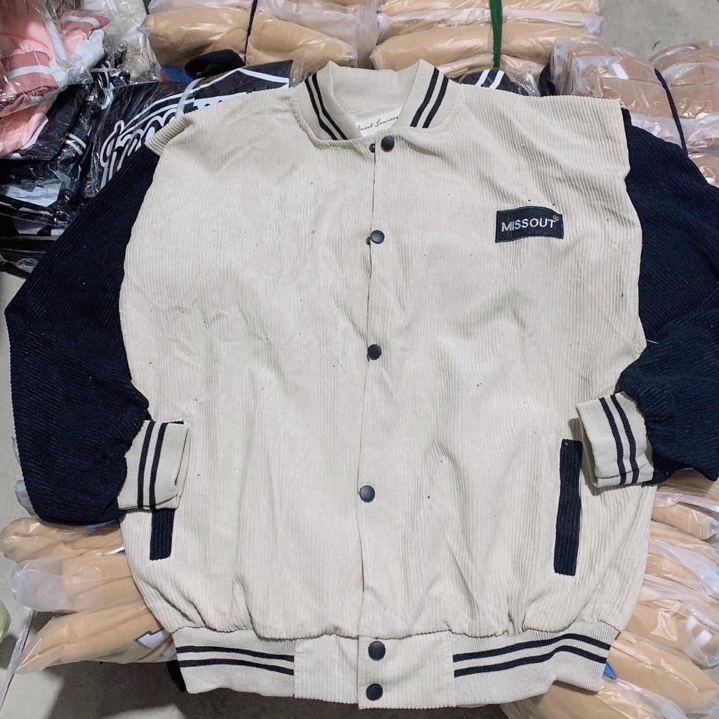Áo Khoác Bomber Missout Form Rộng Unisex Chất Nhung Tăm 1 lớp thoáng mát