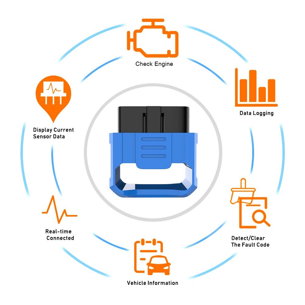 Thiết bị quét chẩn đoán lỗi xe hơi Android/IOS OBD2 Bluetooth 5.0 Mini OBD II V018 ELM327 V2.2