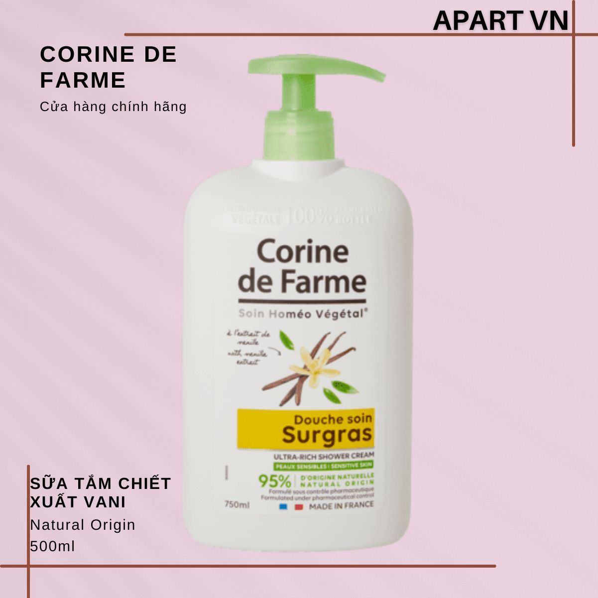 Sữa tắm dưỡng da Corine de Farme hương vani 750ML