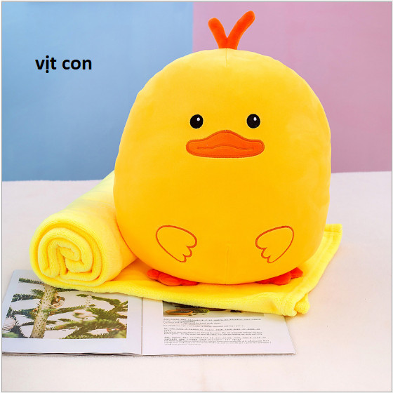 Gối mền tròn cute 3 trong 1 chât nỉ nhung cực mịn, hàng loại 1, bộ chăn gối văn phòng, gấu bông kèm mền GM80-Tron