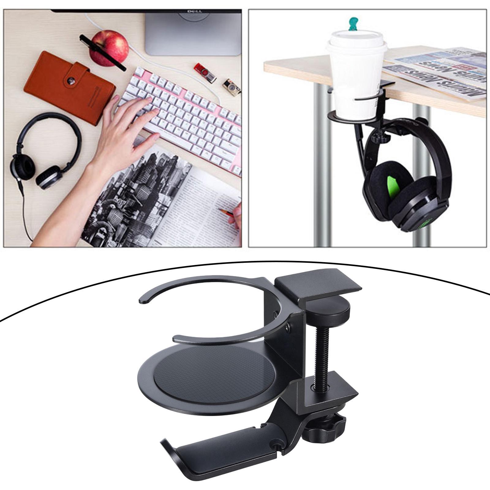 Headphone Hanger Cup Holder Headphone Hook Headphone Hook Cable Clip Black