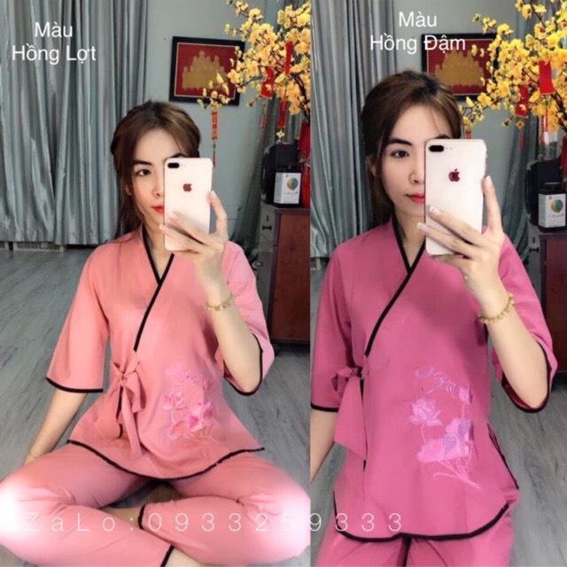 Đồ Lam Đi Chùa Trang Nghiêm Nhật Nơ Thêu