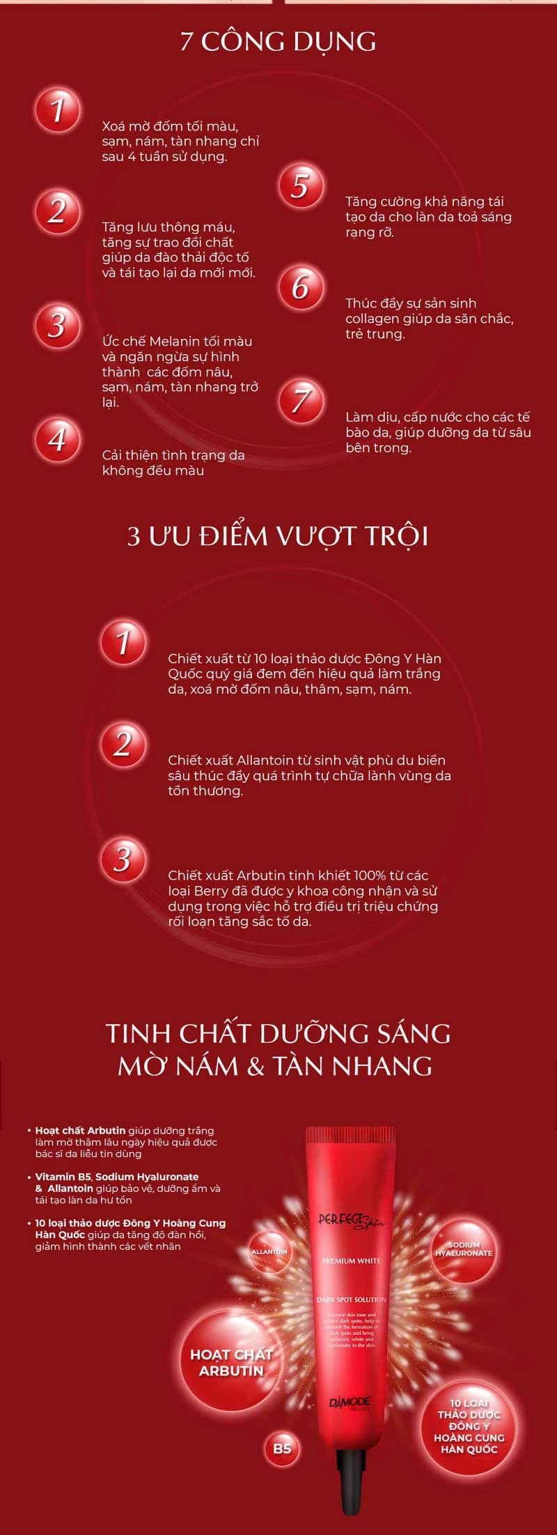 Tinh chất xóa thâm sạm nám đốm nâu DARK SPOT DAMODE chai 15ml