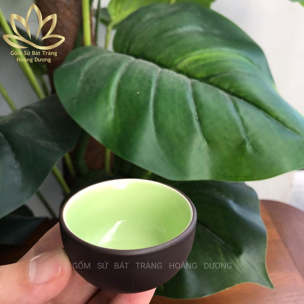 Bộ ấm chén Tử sa Bát Tràng Hoa Phù Dung đen 400ml