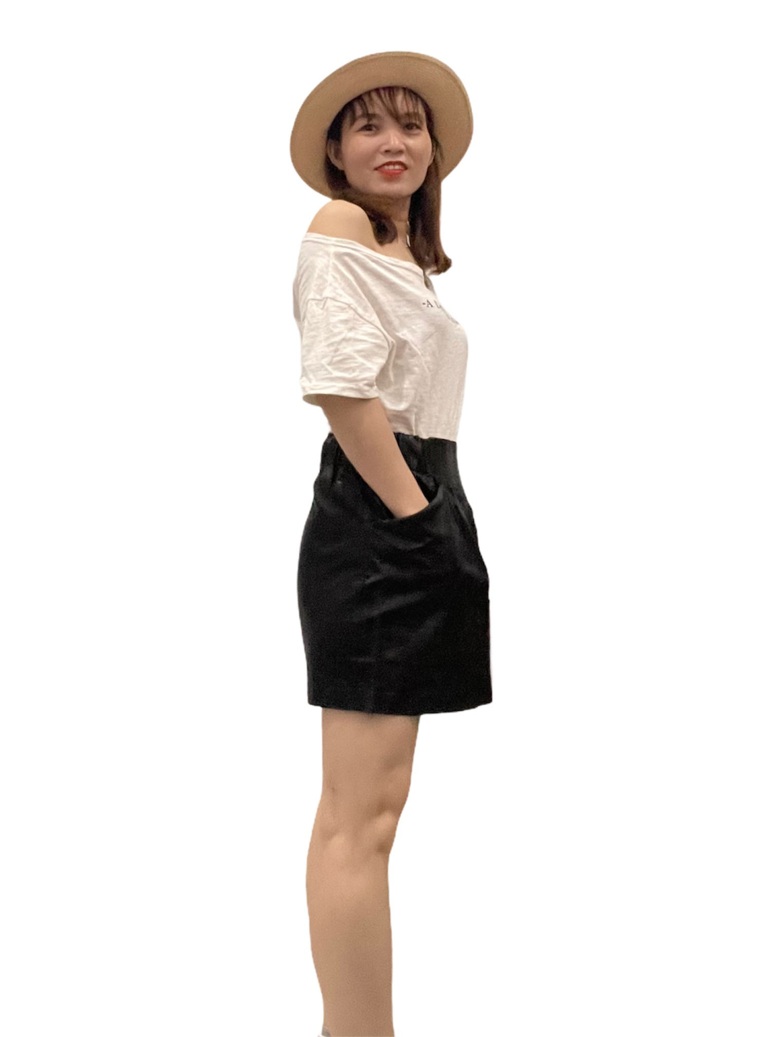 Chân Váy Chữ A Da Pu Lưng Cao Thời Trang Hàn Quốc V12 49-53 KG JIAMI