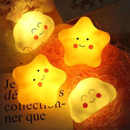 Đèn Decor Trang Trí Đèn Ngủ Cute Dễ Thương Trang Trí Phòng Ngủ LED Pin Hình Ngôi Sao Và Đám Mây 10 cm - HUMI