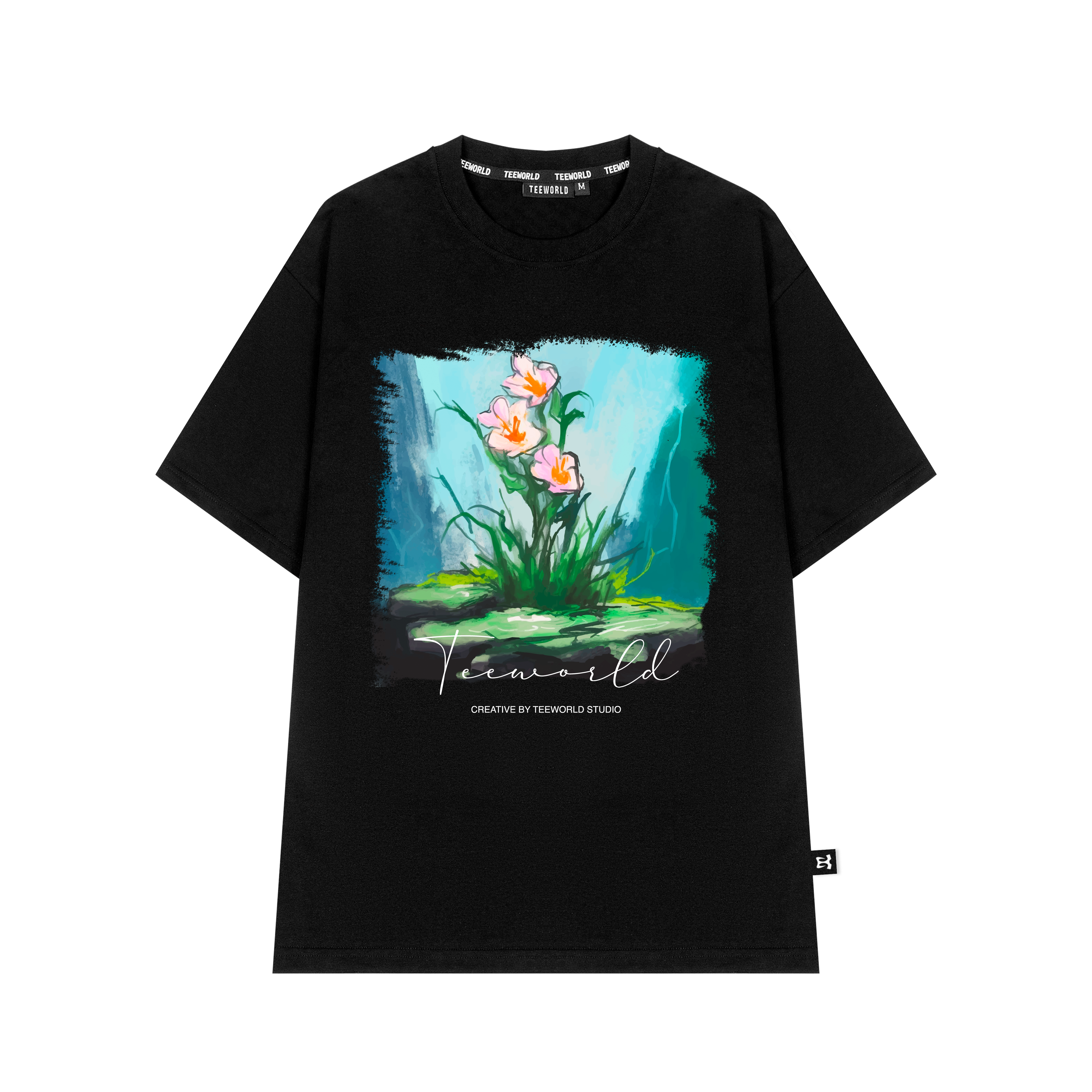 2 Áo thun Teeworld Flower Form Unisex Nam Nữ 2 Màu Cùng Size