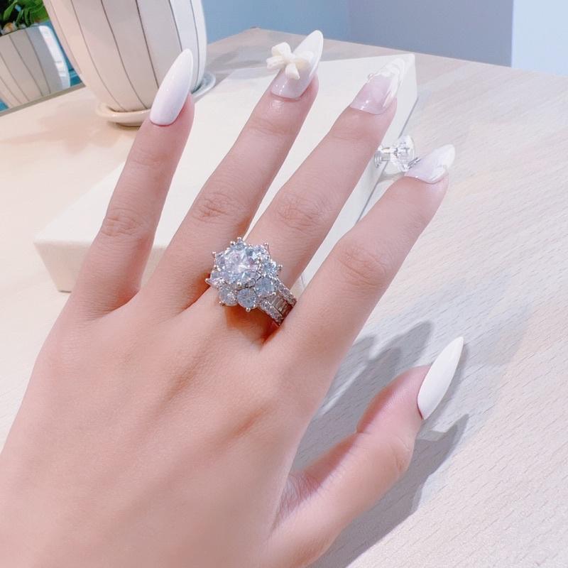 Nhẫn đá hoa xi bạch kim không đen không gỉ siêu đẹp nhập khẩu