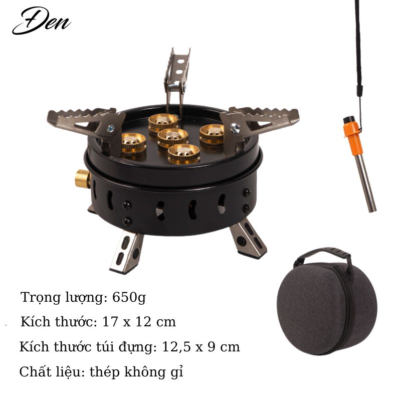 Bếp Gas Mini Gấp Gọn 5 Đầu Đốt Có Hộp Đựng Chuyên Dụng Cắm Trại, Dã Ngoại, Du Lịch Kiểu Dáng Hiện Đại, Chất Lượng Cao