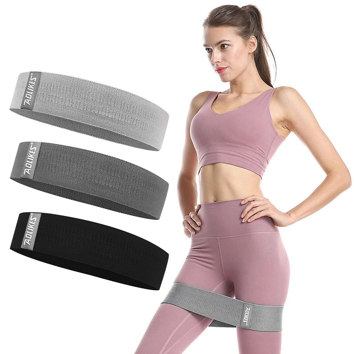 Bộ 3 dây kháng lực tập cơ mông đùi chân Hip Resistance bands Aolikes YE-3605