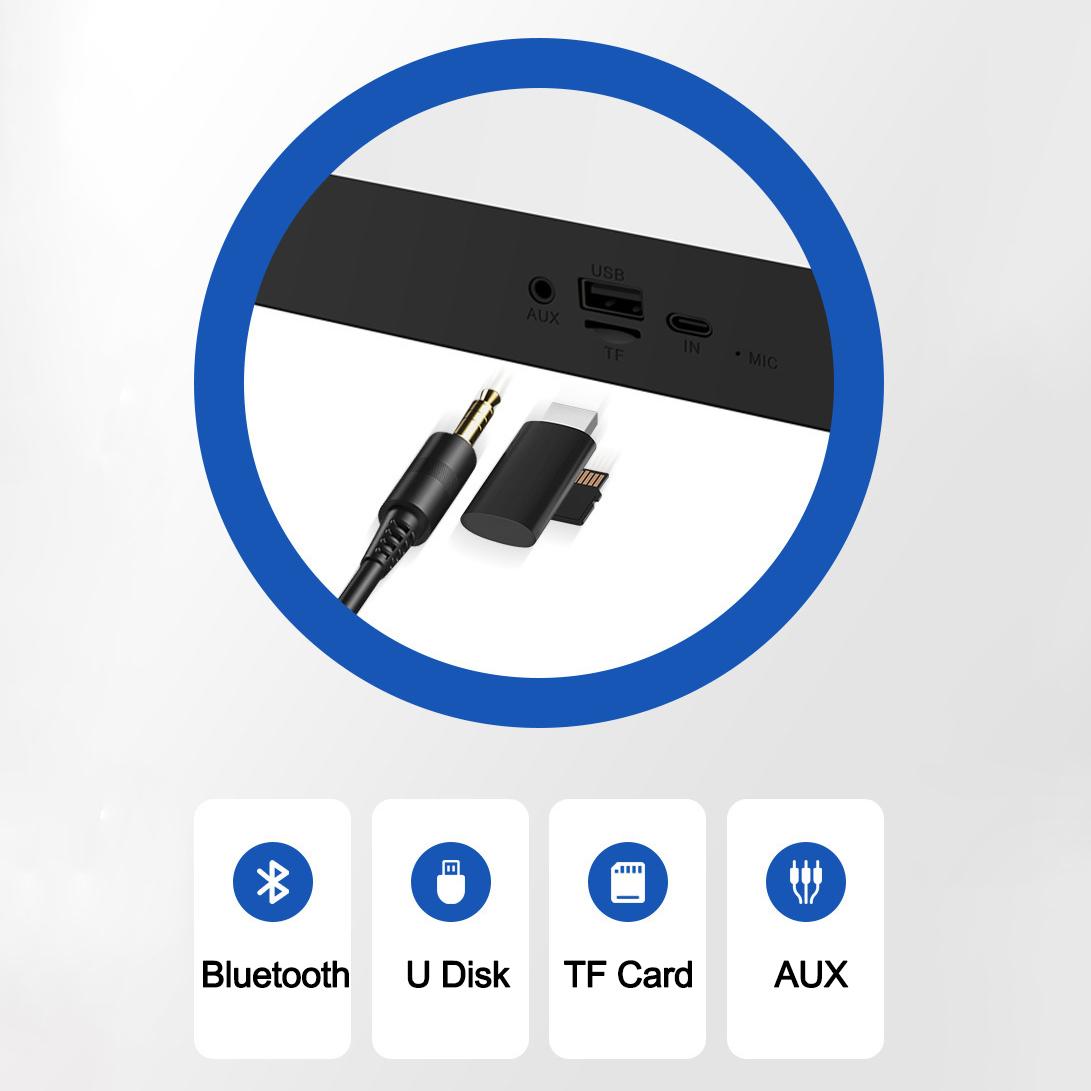 Đồng hồ báo thức đa năng Đèn ngủ Đèn LED sạc không dây 10W Đèn khí quyển Loa Bluetooth Đèn bàn Âm thanh cho điện thoại thông minh Màu sắc: 1