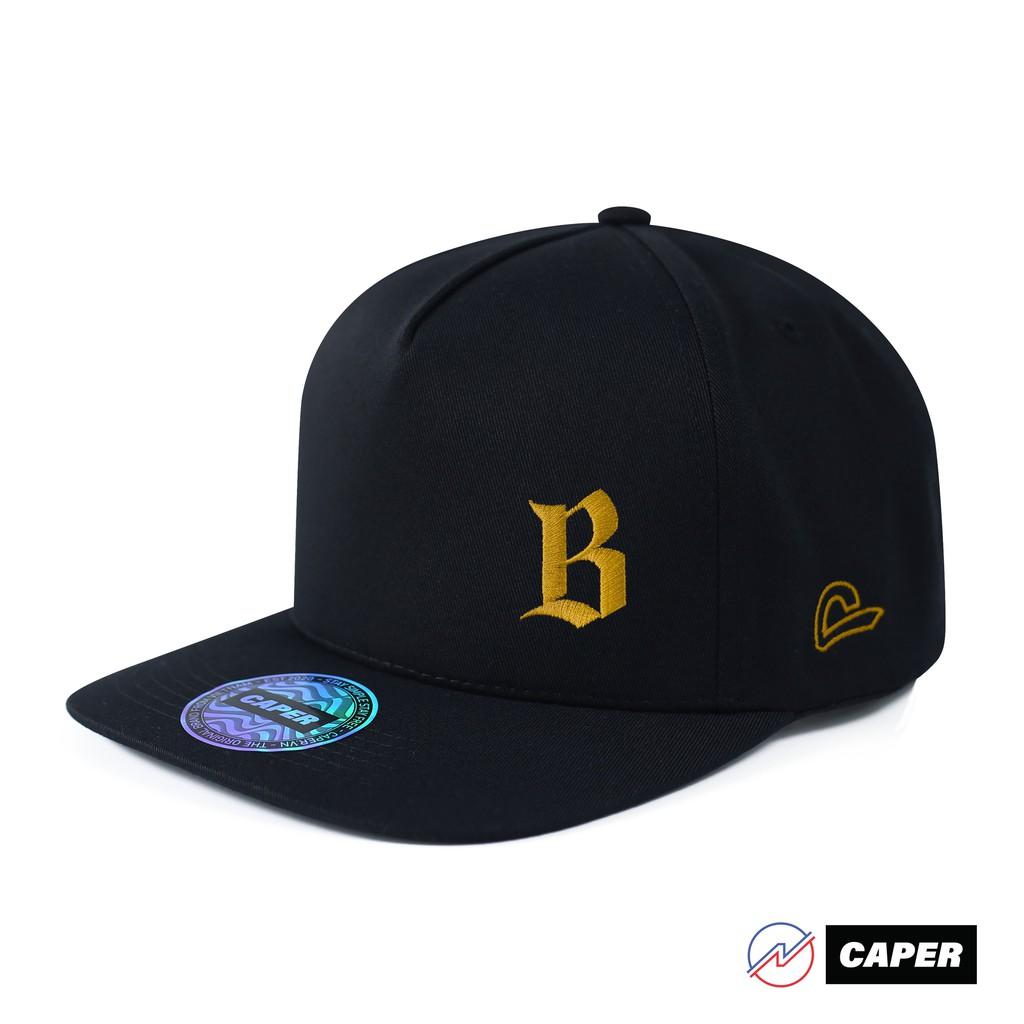 Mũ Nón lưỡi trai vành ngang snapback Caper đen B logo nhiều màu