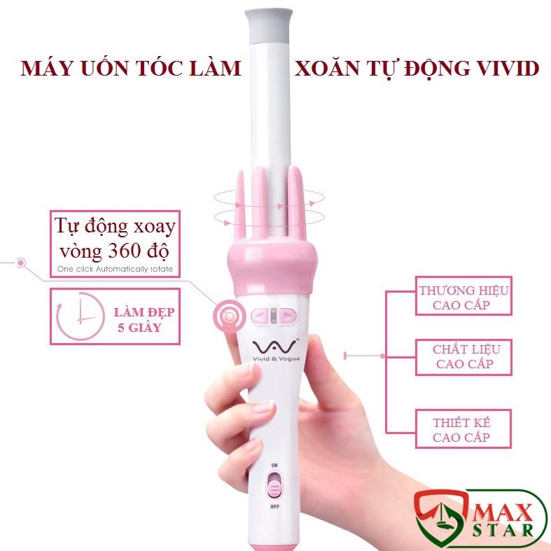 Máy uốn tóc tự động xoay 360 VIVID VOGUE thông minh cao cấp Máy làm xoăn tóc mini tự động