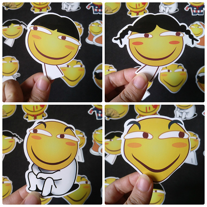 Bộ Sticker dán cao cấp chủ đề MẶT CƯỜI EMOJI - Dùng dán Xe, dán mũ bảo hiểm, dán Laptop...