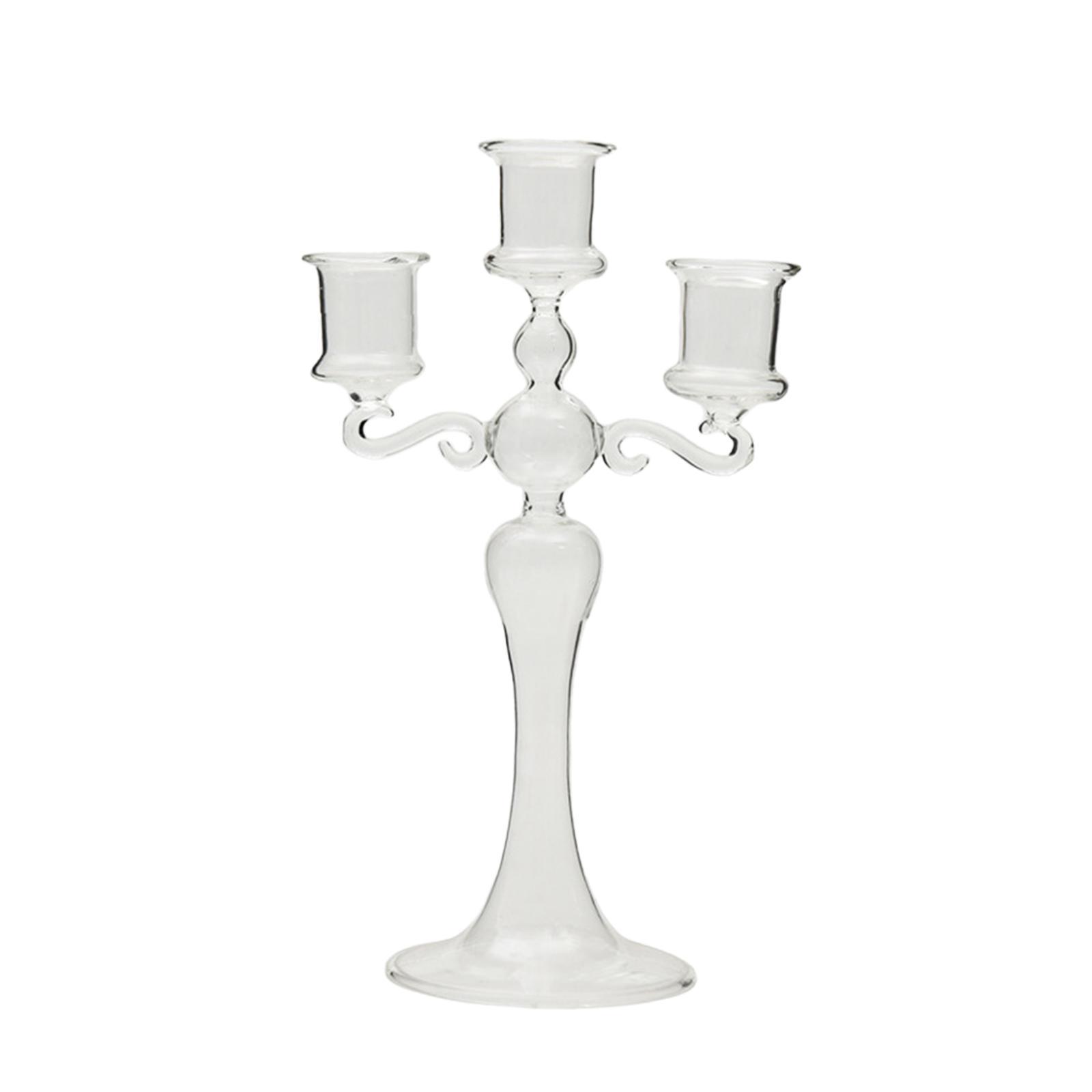 Glass Candle Holder Glass Candlestick for Mantel Dining Room Spring Festival