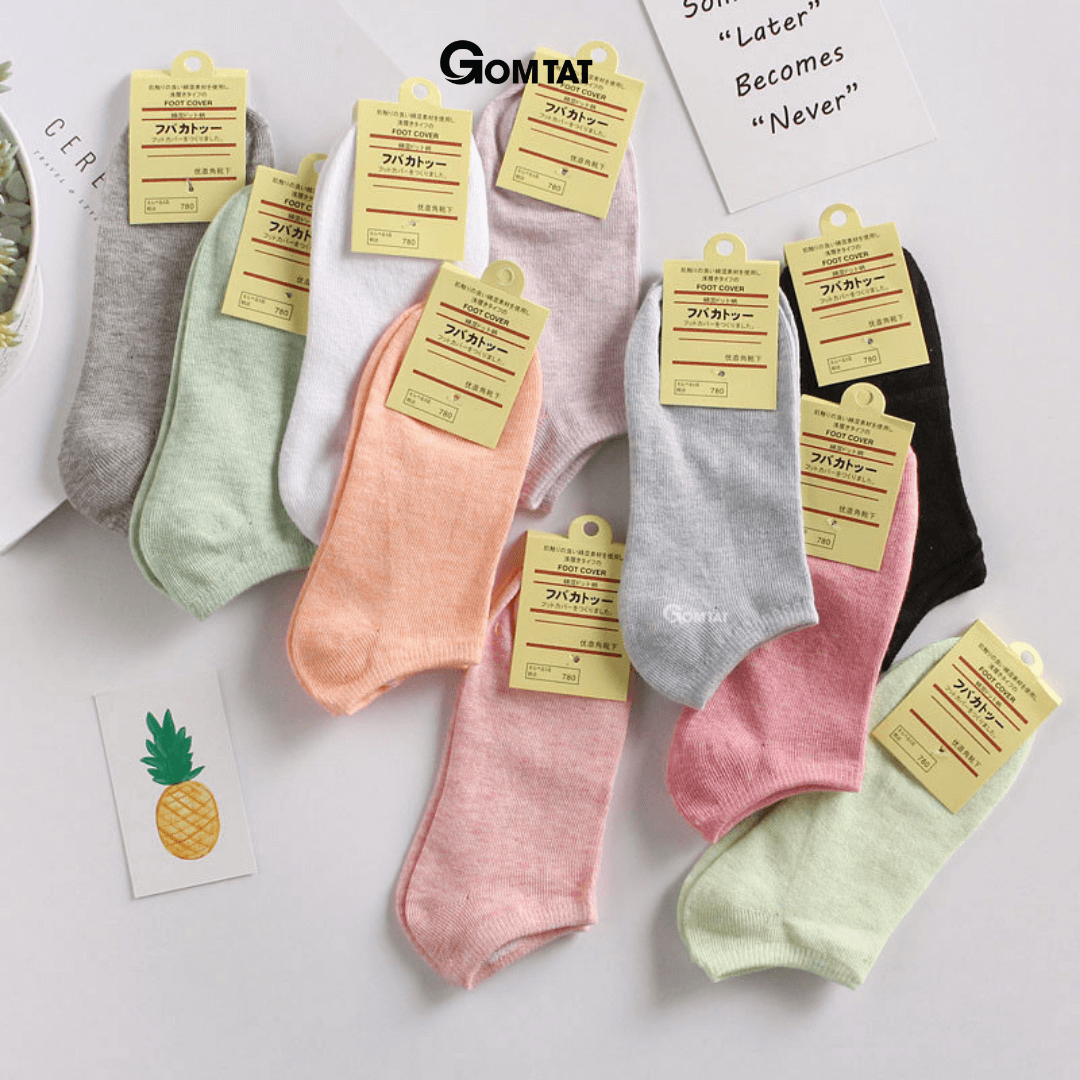 Tất Nữ Cổ Ngắn chuẩn xuất Nhật, Vớ Nữ Cotton Co Giãn Cao Cấp, Mềm mịn, êm chân - CB024
