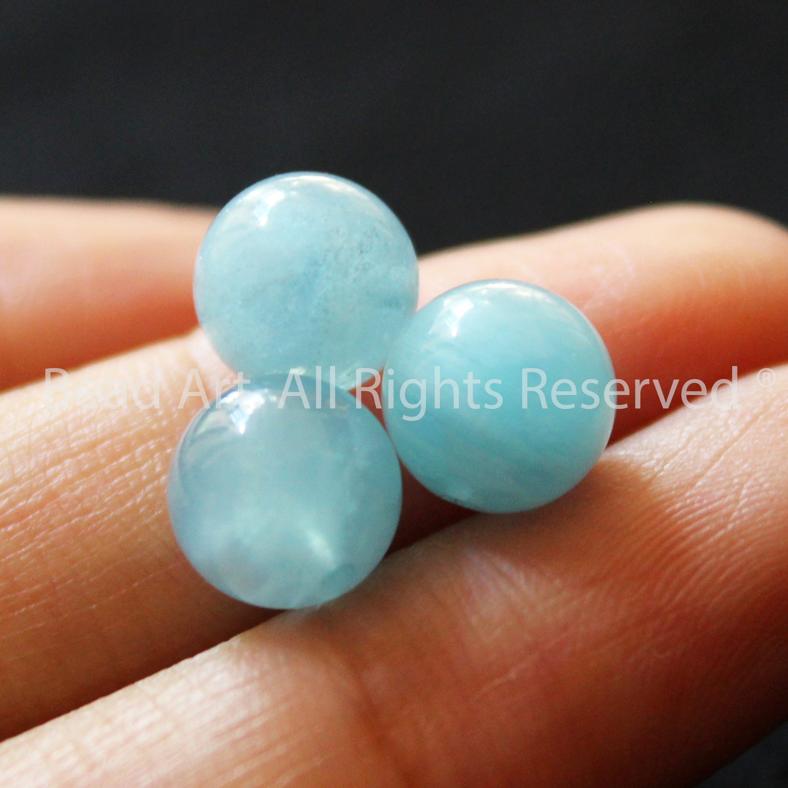 [1 Hạt] 9MM Đá Aquamarine, Hải Lam Ngọc Tự Nhiên Xanh Biển Loại AA, Mệnh Thuỷ, Mộc, Đá Phối Vòng Tay Phong Thuỷ, Chuỗi Hạt - Bead Art